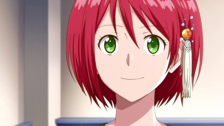 AI Image Generator Anime girl with medium length red hair with green eyes  and freckles